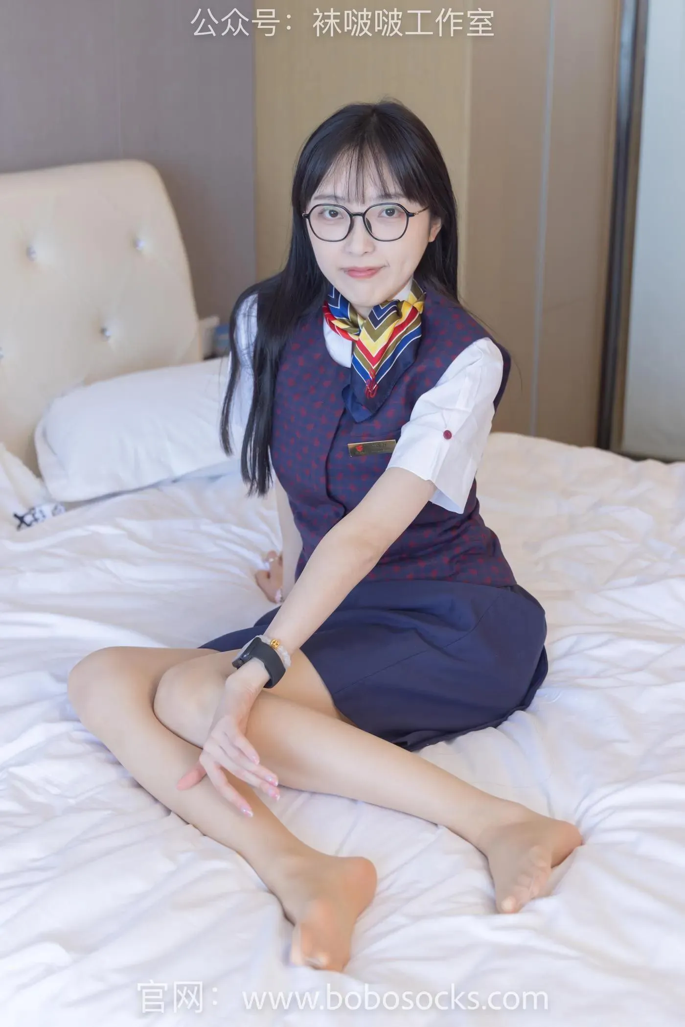 [BoBoSocks袜啵啵]NO.115 稚予-平底鞋、肉丝、空姐制服 [136P]插图9